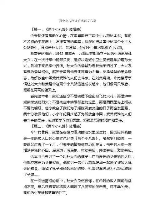 两个小八路读后感范文六篇