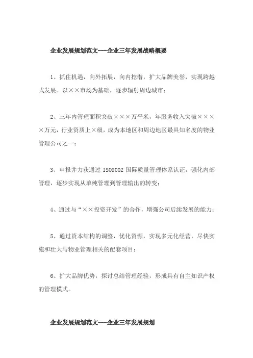 企业三年发展规划范本