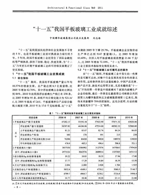 “十一五”我国平板玻璃工业成就综述
