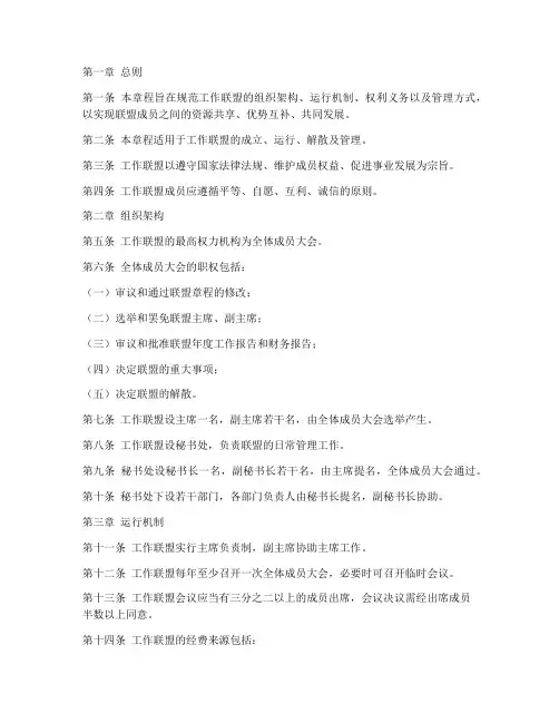 工作联盟章程范文模板