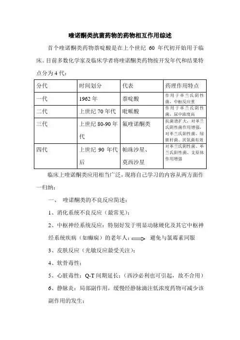 喹诺酮类相互作用