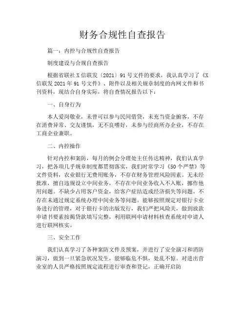 财务合规性自查报告
