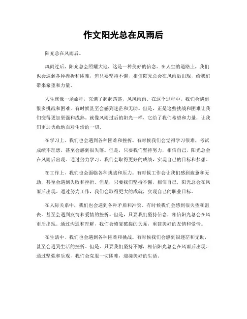 作文阳光总在风雨后