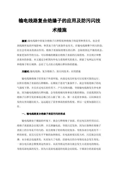 输电线路复合绝缘子的应用及防污闪技术措施