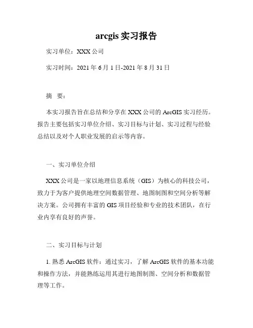 arcgis实习报告