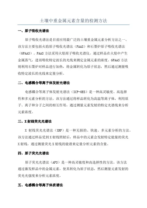 土壤中重金属元素含量的检测方法