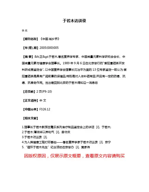 于若木访谈录