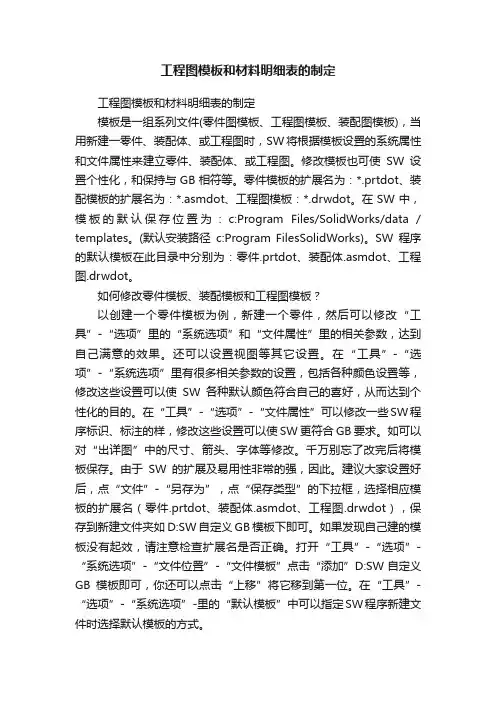 工程图模板和材料明细表的制定