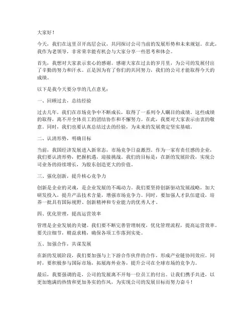 老领导高层会议发言稿范文