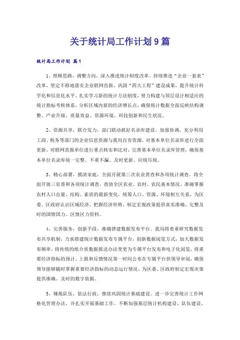 关于统计局工作计划9篇