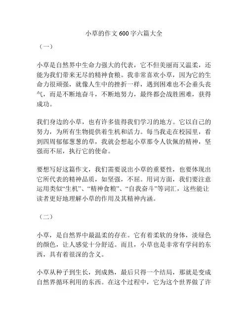 小草的作文600字六篇大全