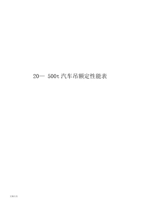 汽车起重机起重性能表