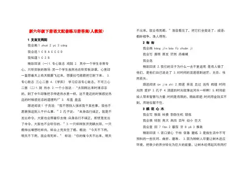 六年级语文下册配套答案