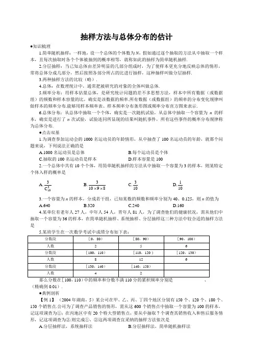 抽样方法与总体分布的估计