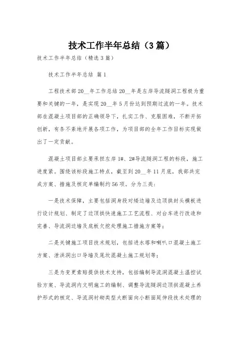 技术工作半年总结(3篇)