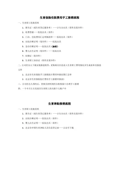生育保险住院费用手工报销流程