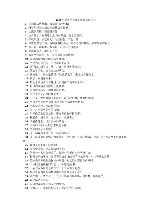 2023小学开学典礼标语及标语口号