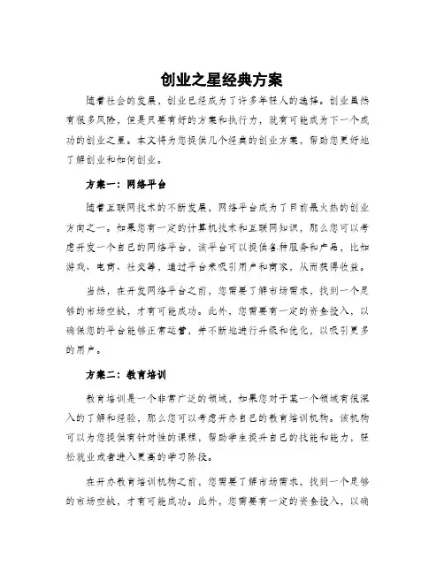 创业之星经典方案