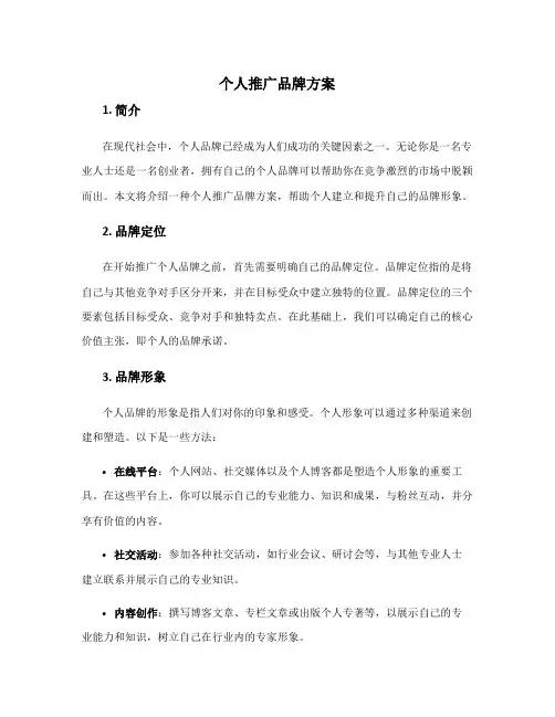 个人推广品牌方案