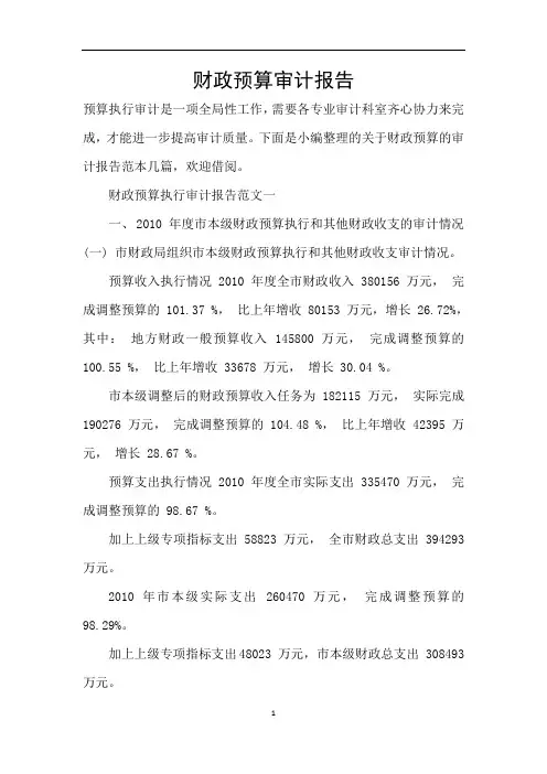 财政预算审计报告