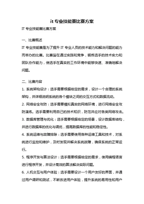 it专业技能赛比赛方案