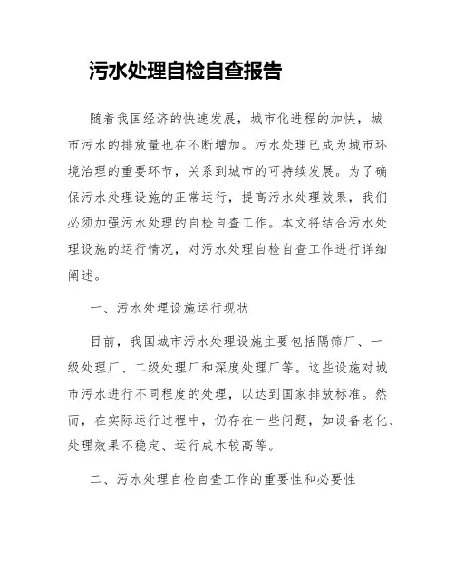 污水处理自检自查报告