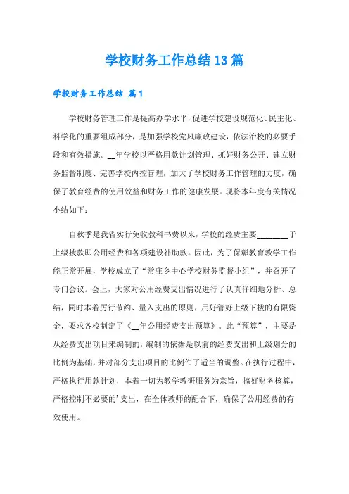 学校财务工作总结13篇
