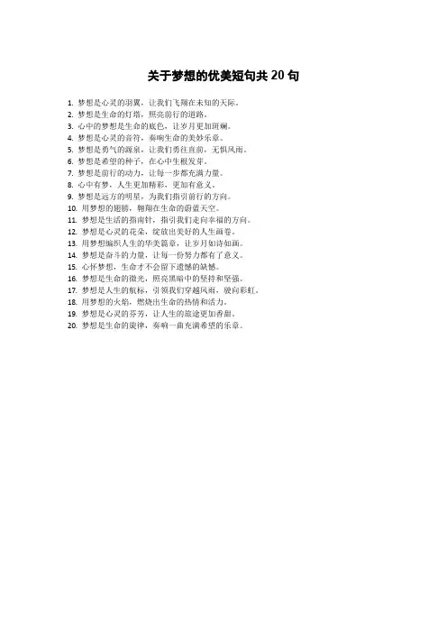 关于梦想的优美短句
