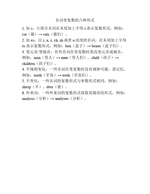 名词变复数的六种形式