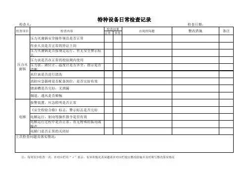特种设备日常检查记录
