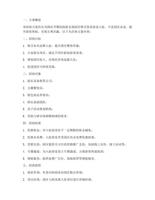 国庆游乐场地招商方案模板