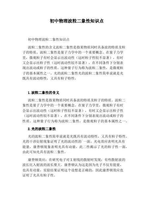 初中物理波粒二象性知识点