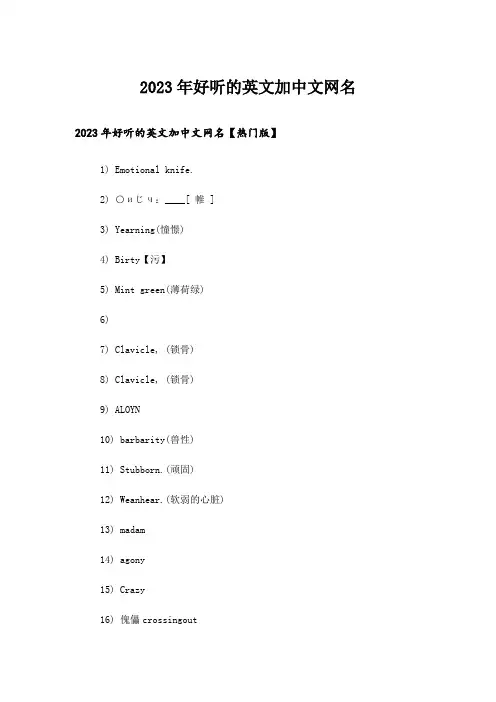 2023年个性_好听的英文加中文网名