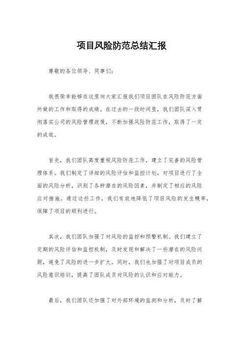 项目风险防范总结汇报