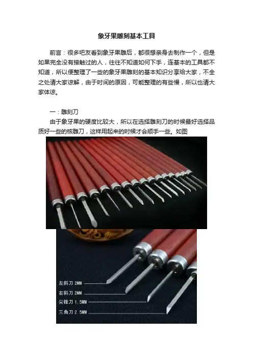 象牙果雕刻基本工具