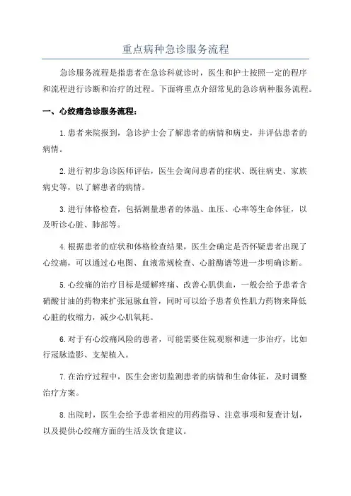 重点病种急诊服务流程