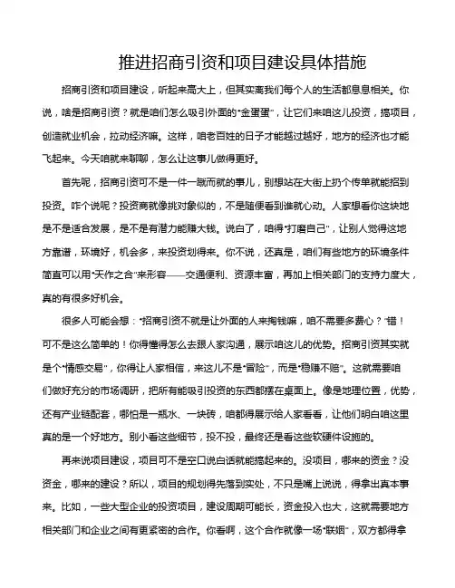 推进招商引资和项目建设具体措施