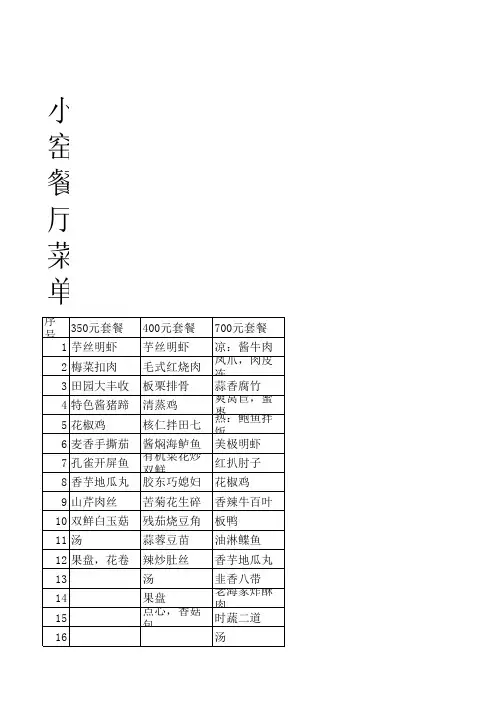 酒店菜单