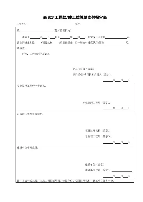 电力工程-工程款竣工结算款支付报审表