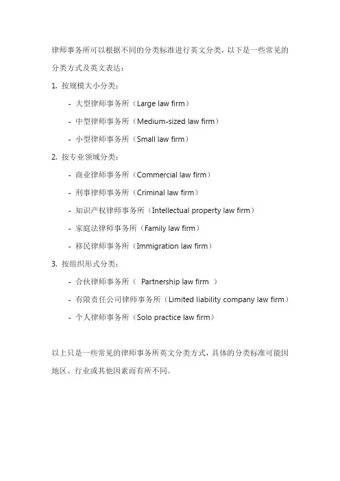 律师事务所英文分类