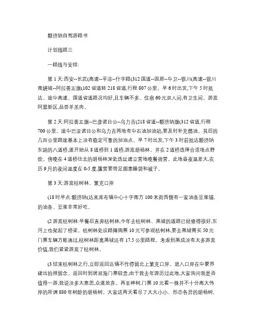 额济纳自驾游路书解析