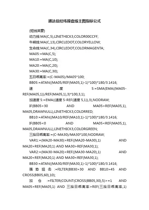 通达信经纬操盘线主图指标公式