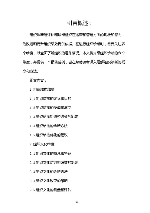 组织诊断的六个维度与一个报告范例(两篇)2024