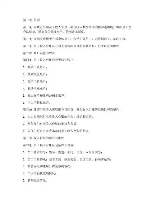员工收入台账管理制度范本
