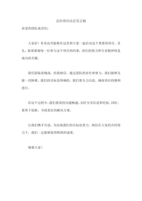总经理启动会发言稿