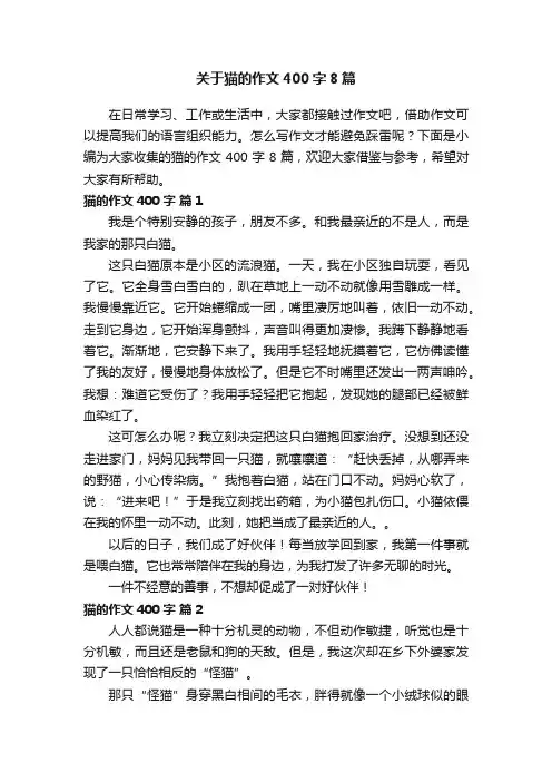 关于猫的作文400字8篇