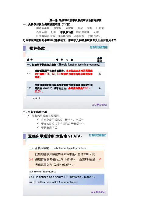 妊娠和产后甲状腺疾病诊治指南解读