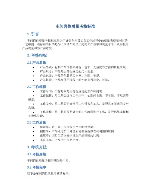车间岗位质量考核标准
