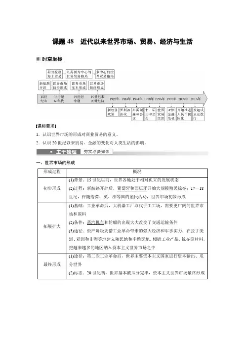 高中历史年高考历史一轮复习(部编版新高考) 第17讲 课题48 近代以来世界市场、贸易、经济与生活