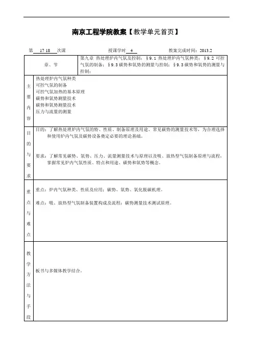 热处理炉内气氛控制